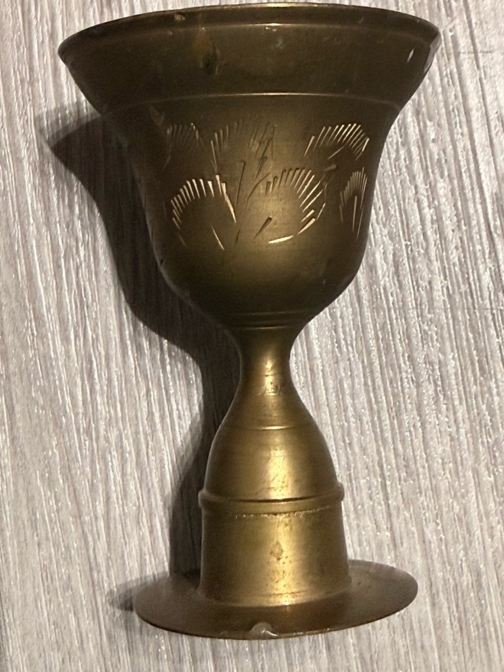 Imported Vintage Hand-Engraved Brass Candlestick Holder – 9.5” Tall - Picture 5 of 11
